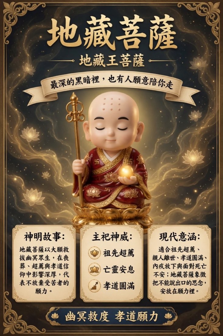 地藏菩薩繁體中文簡介牌卡