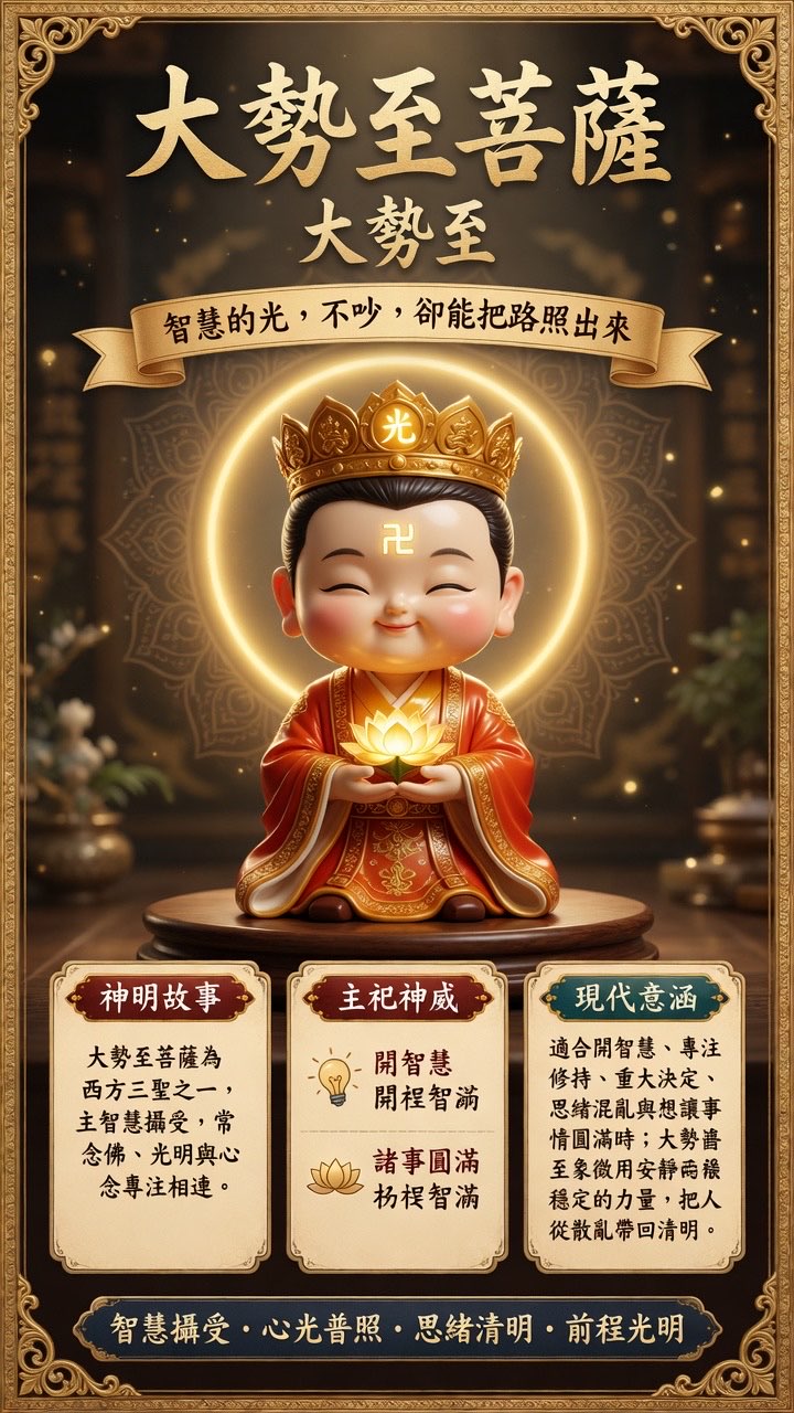 大勢至菩薩繁體中文簡介牌卡
