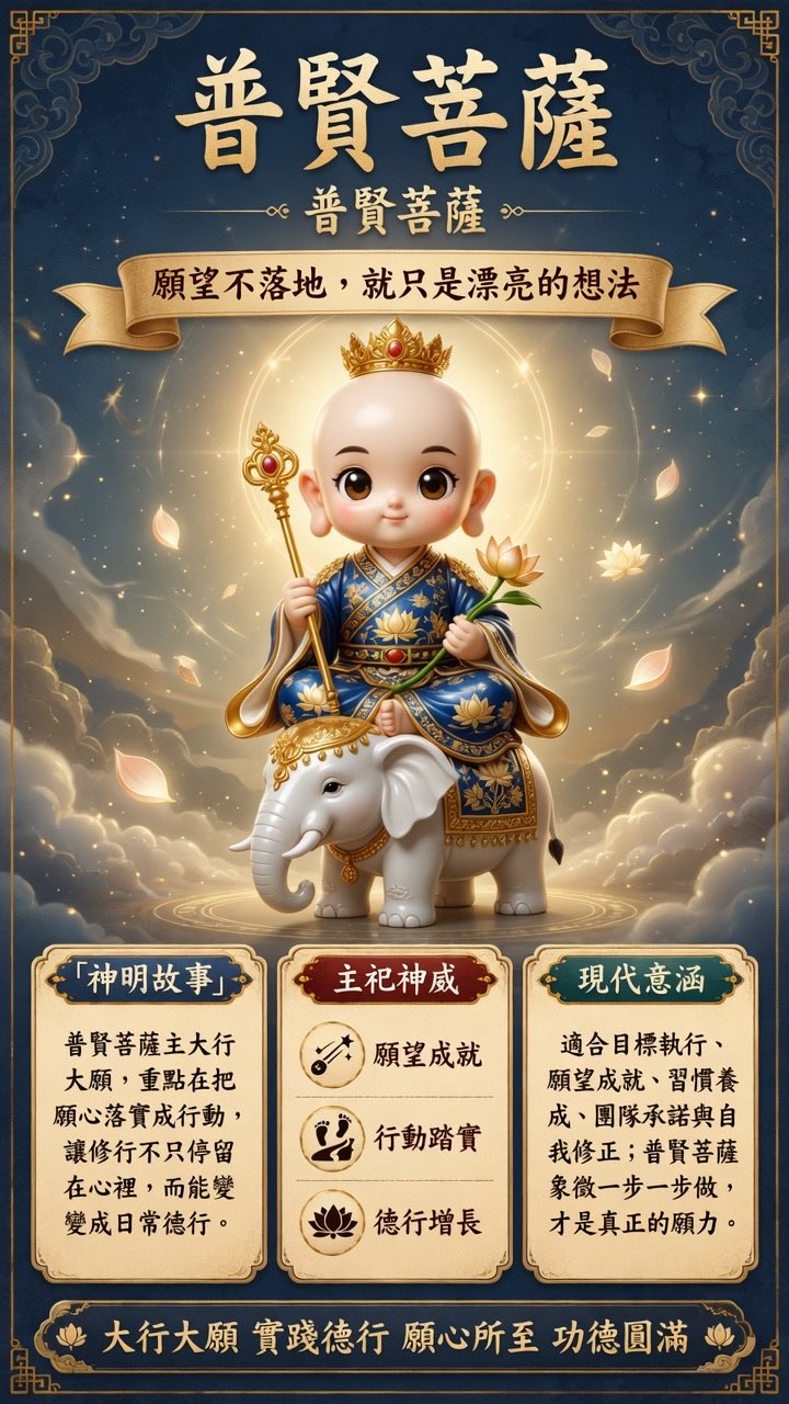 普賢菩薩繁體中文簡介牌卡