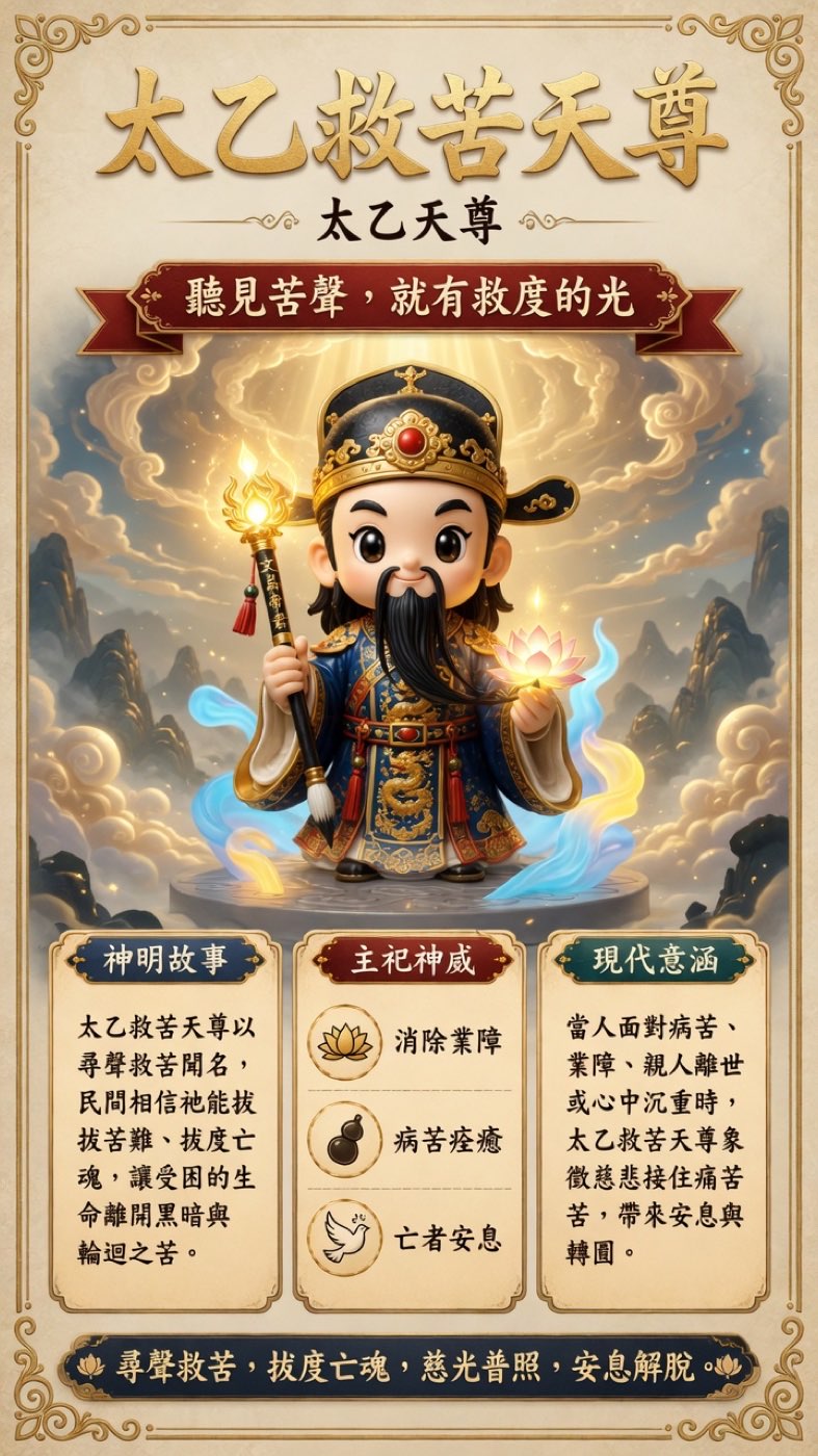 太乙救苦天尊繁體中文簡介牌卡