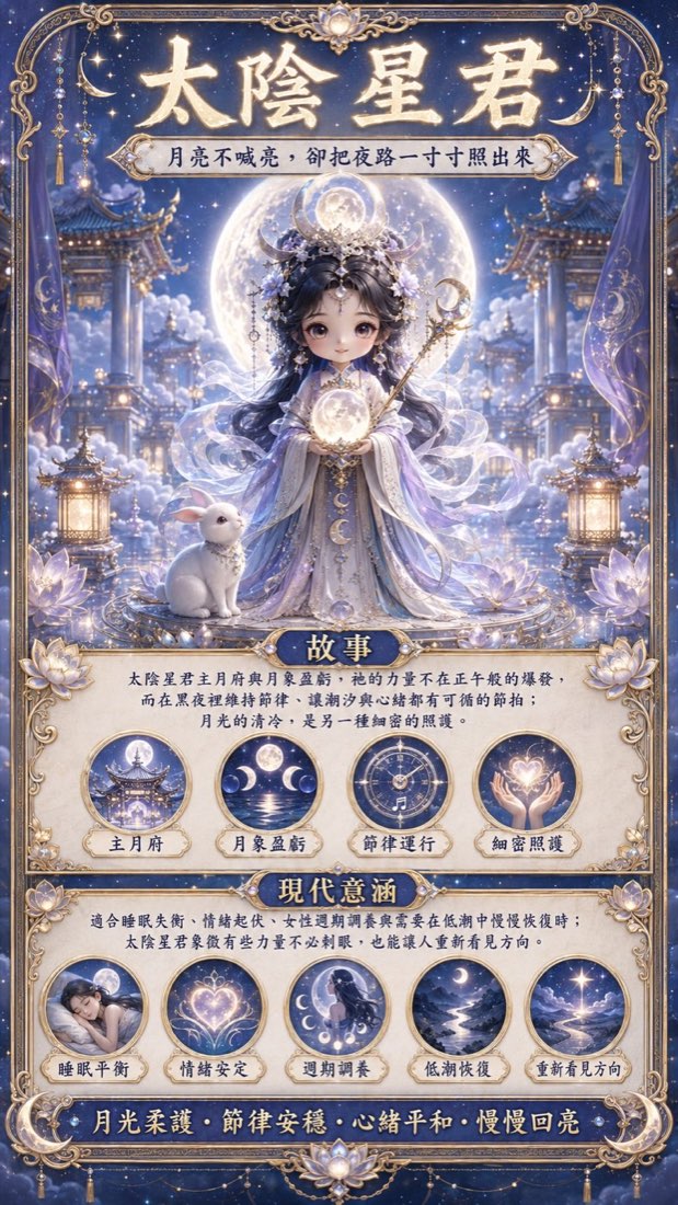 太陰星君繁體中文簡介牌卡