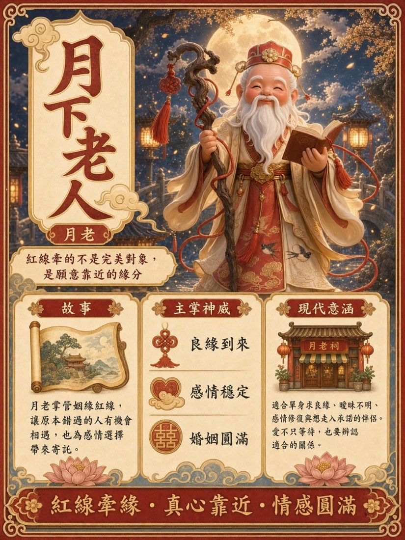 月下老人繁體中文簡介牌卡