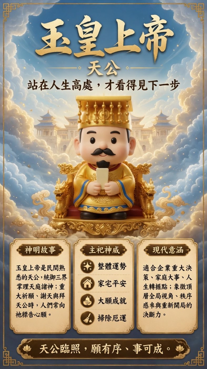 玉皇上帝繁體中文簡介牌卡
