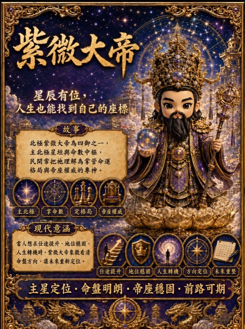 紫微大帝繁體中文簡介牌卡